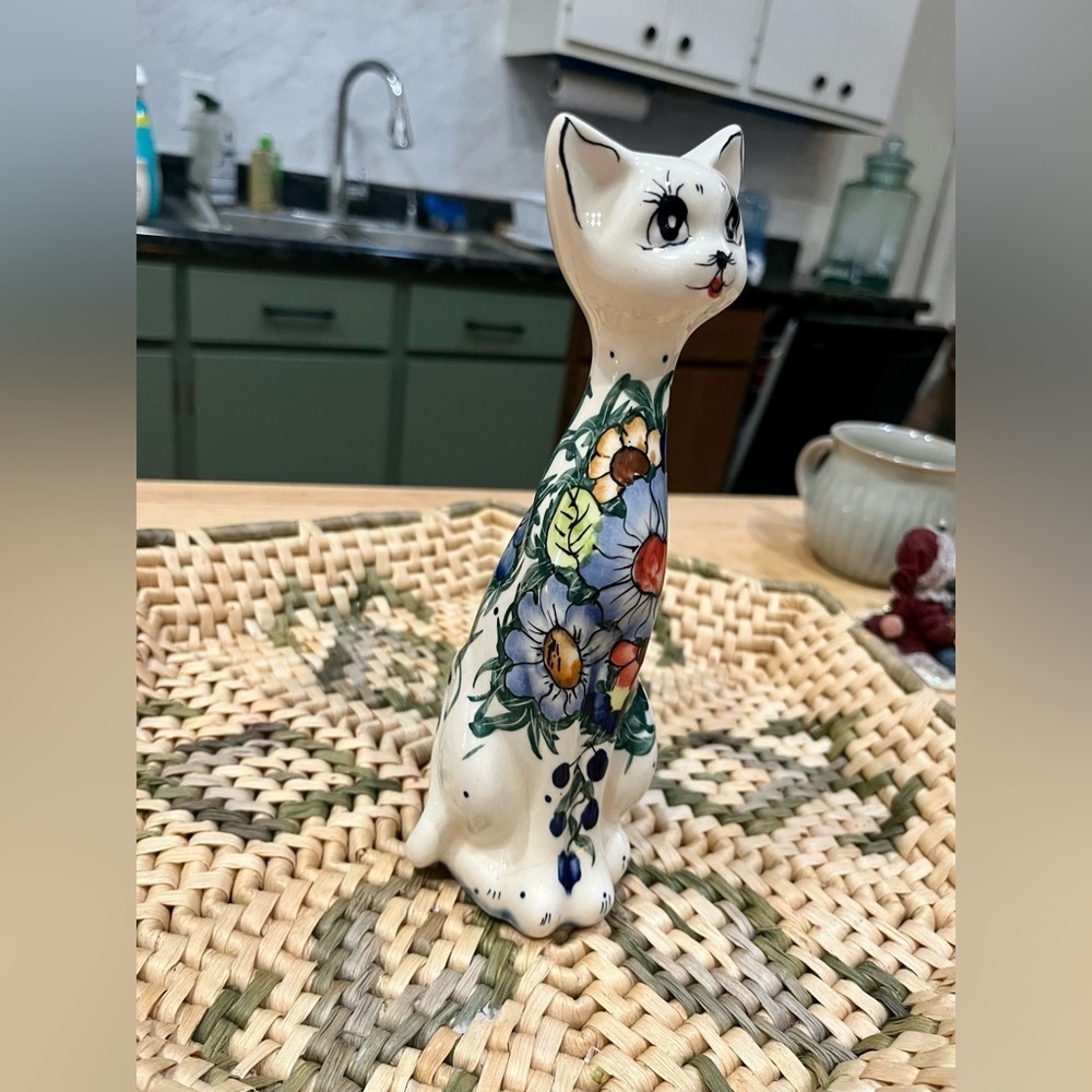 ANDY POLISH ceramic hand painted cat sculpture. Naumburg vintage cat sculpture - Picture 3 of 7